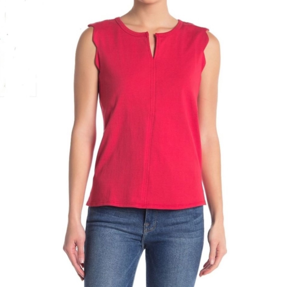 Bobeau Scalloped Edged 100% cotton Tank -NWOT